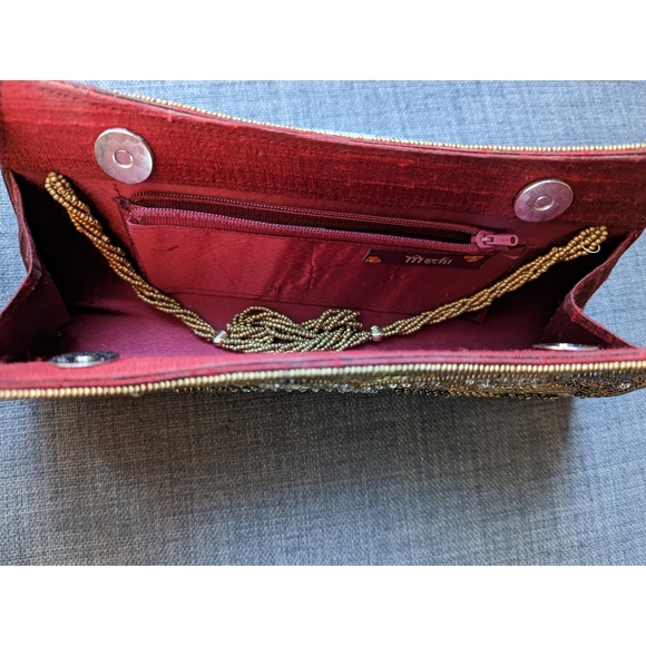 Red and gold embroidered clutch/ wristlet - Picture 4 of 4